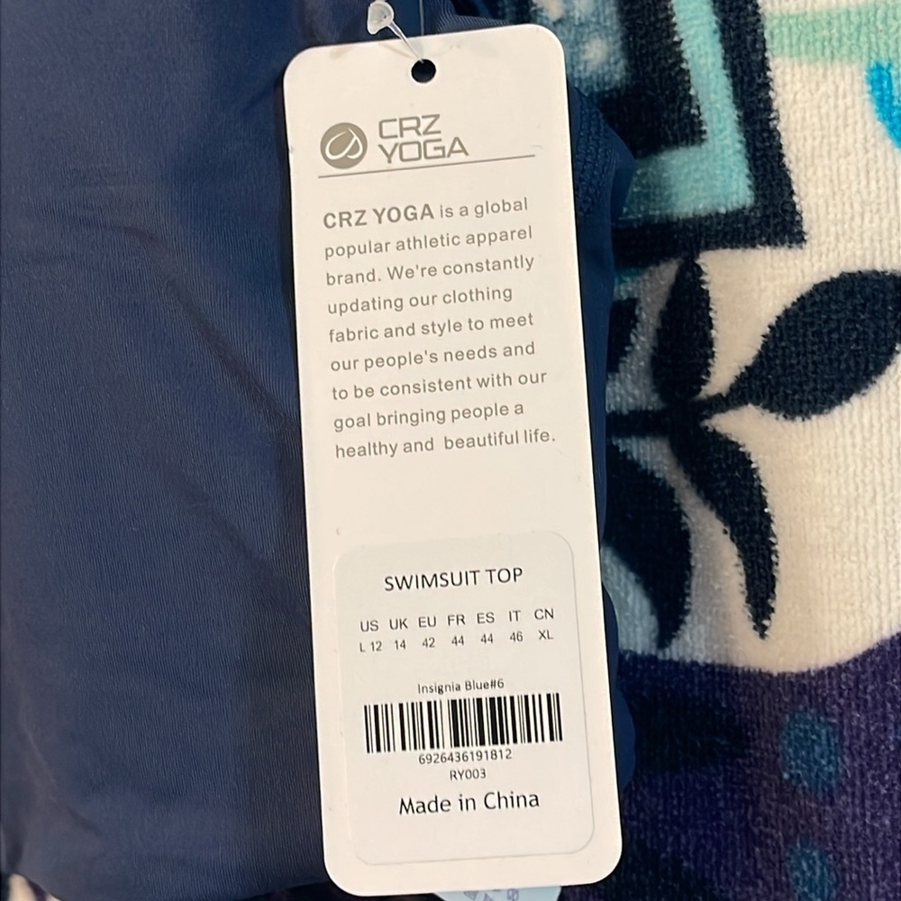 NWT Crz Yoga navy swim top L - Picture 3 of 6